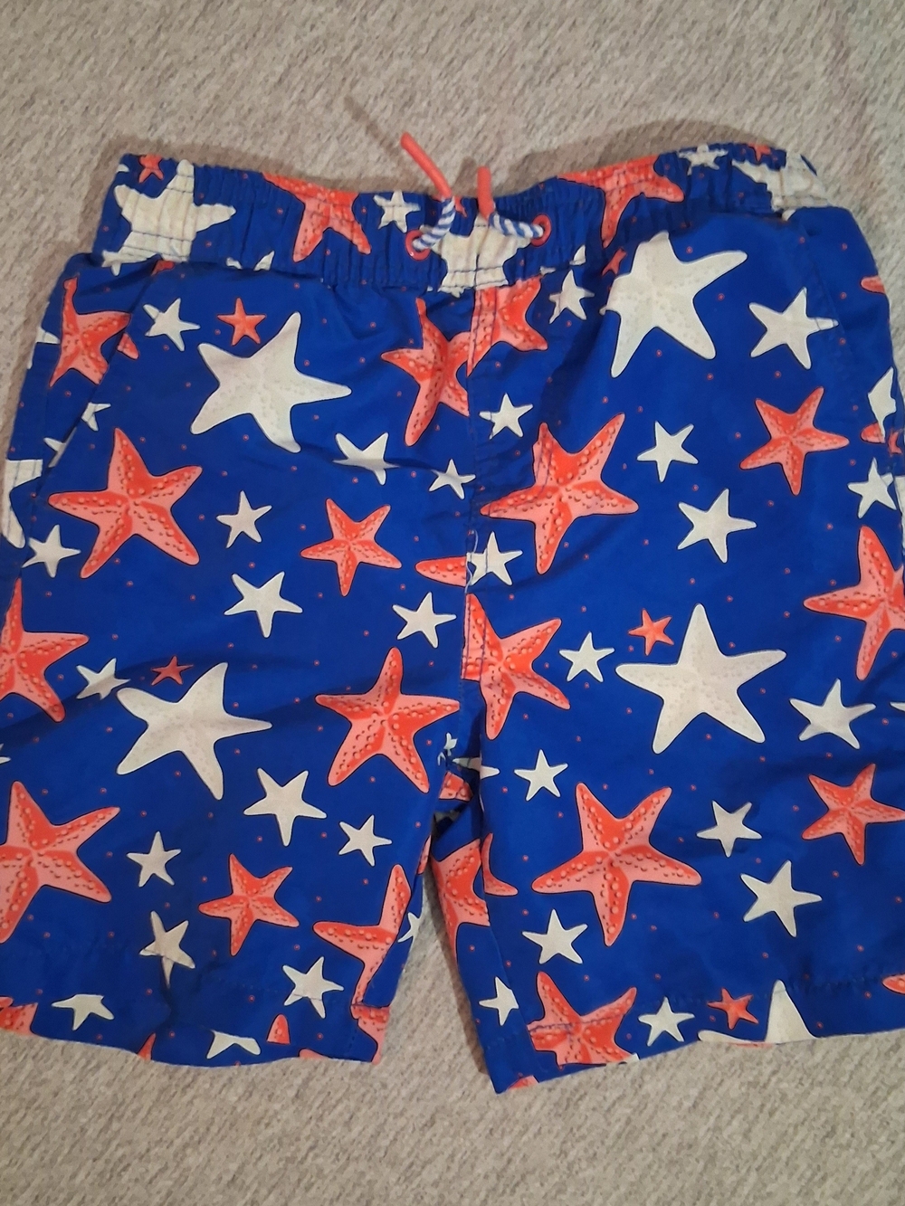 Andy & Evan Blue Swim Trunks with Coral Starfish 7yr